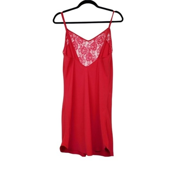 Victoria's Secret Vintage Gold Label Red Sheer Lace Bodice Night Slip Size L - Picture 6 of 7
